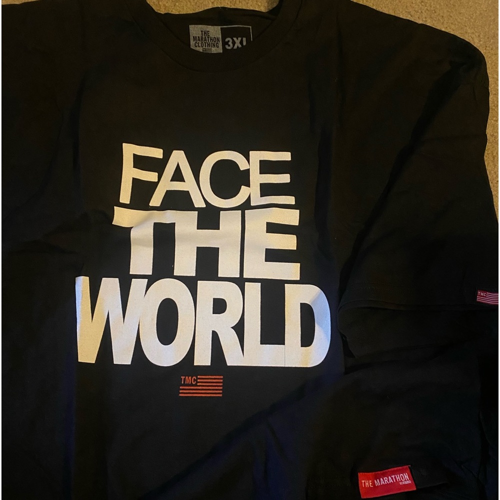 THE MARATHON CLOTHING FACE THE WORLD T-SHIRT BLACK 3X NWT  96